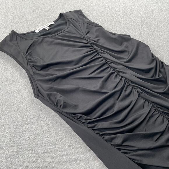 Collective Concepts Dress Size S Black Ruched Sleeveless Stretchy Bodycon Midi - Picture 10 of 14